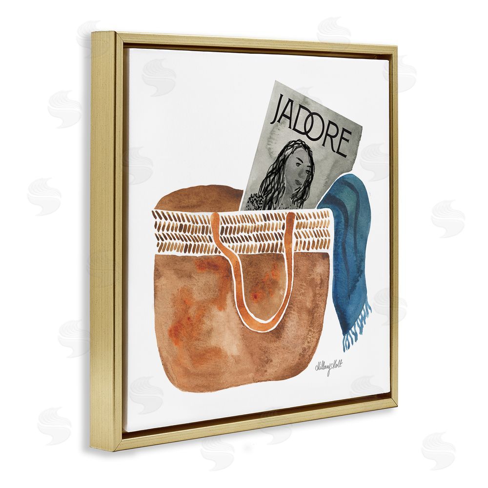 Hillary Holt Tote & Fashion Magazine Gold Floating Frame Canvas Wall Art Print