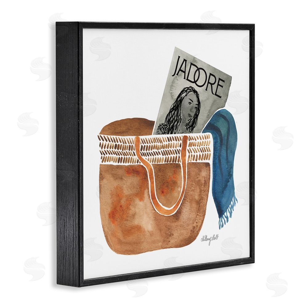 Hillary Holt Tote & Fashion Magazine Black Framed Giclee Wall Art Print