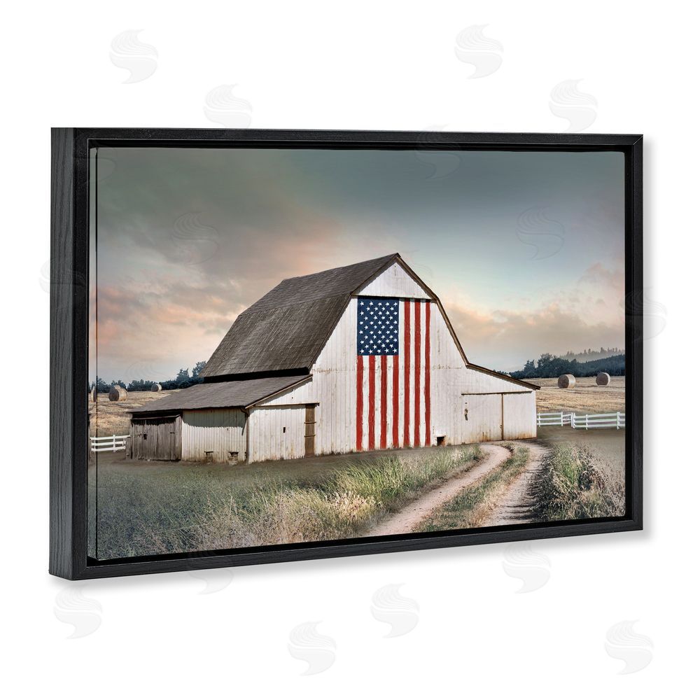 CAD Designs Land That I Love Barn Black Floating Frame Canvas Wall Art Print