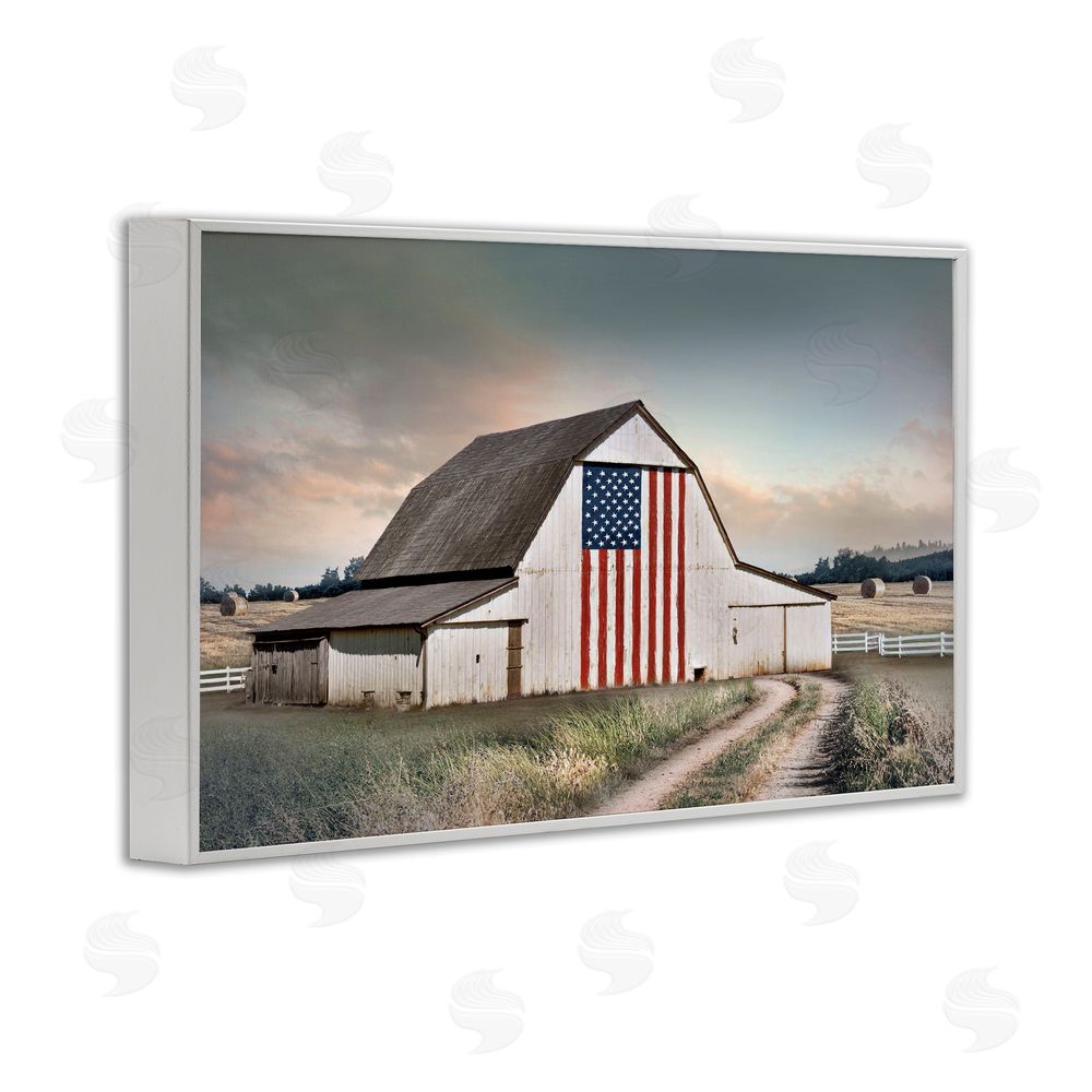 CAD Designs Land That I Love Barn White Framed Giclee Wall Art Print