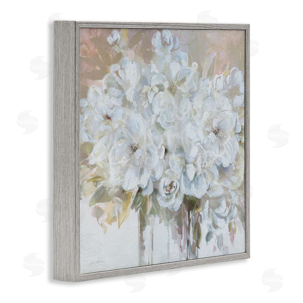 Carol Robinson Soft White Bouquet Serenity Gray Framed Giclee Wall Art Print