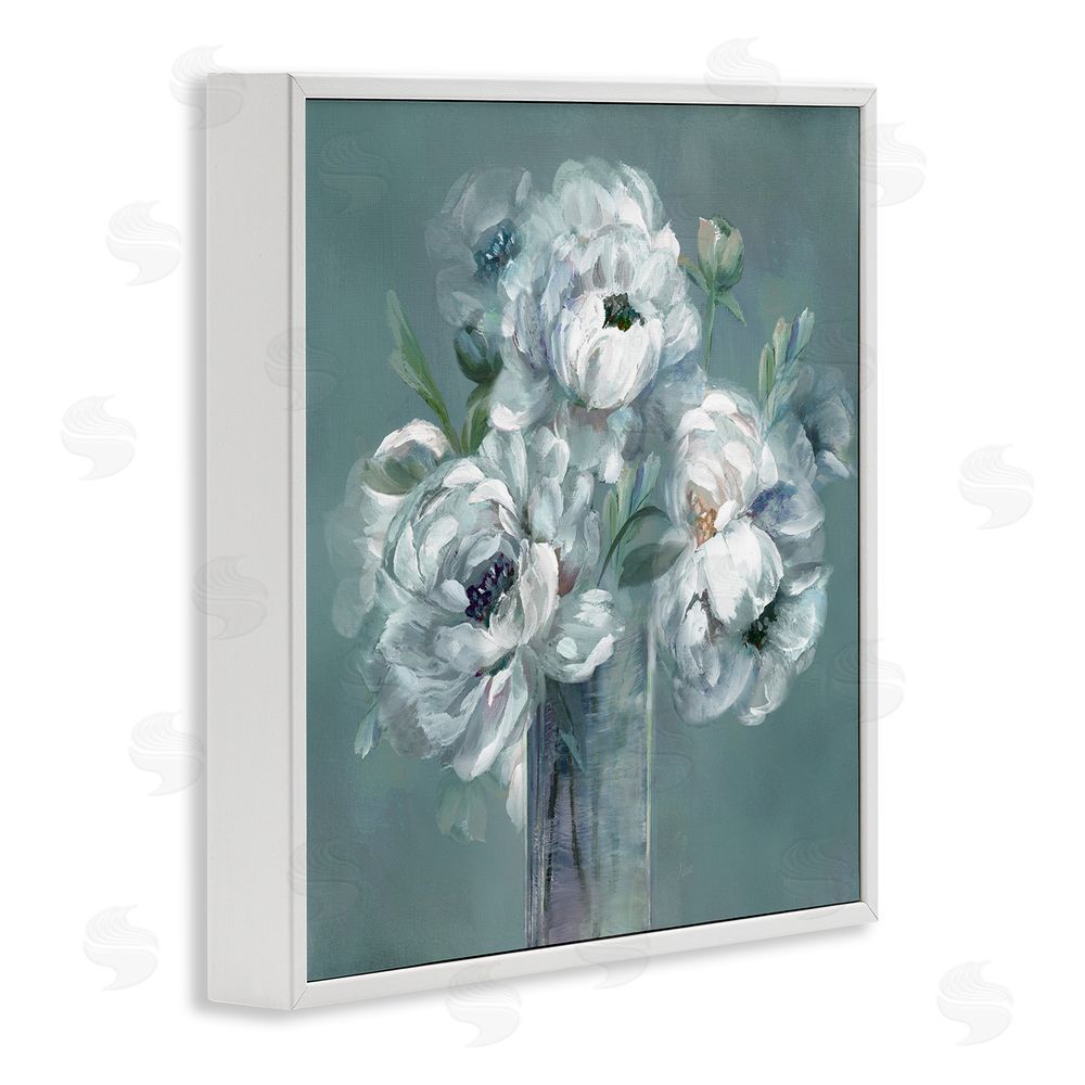 Nan White Peony Impression in Vase White Framed Giclee Wall Art Print