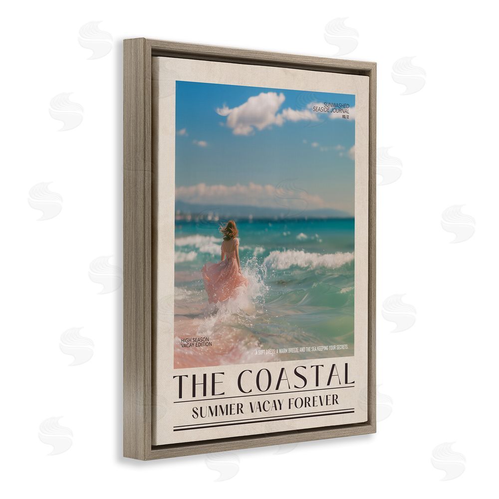 A Barefoot Stylist Coastal Summer Vacay Forever Brown Floating Frame Canvas Wall Art Print