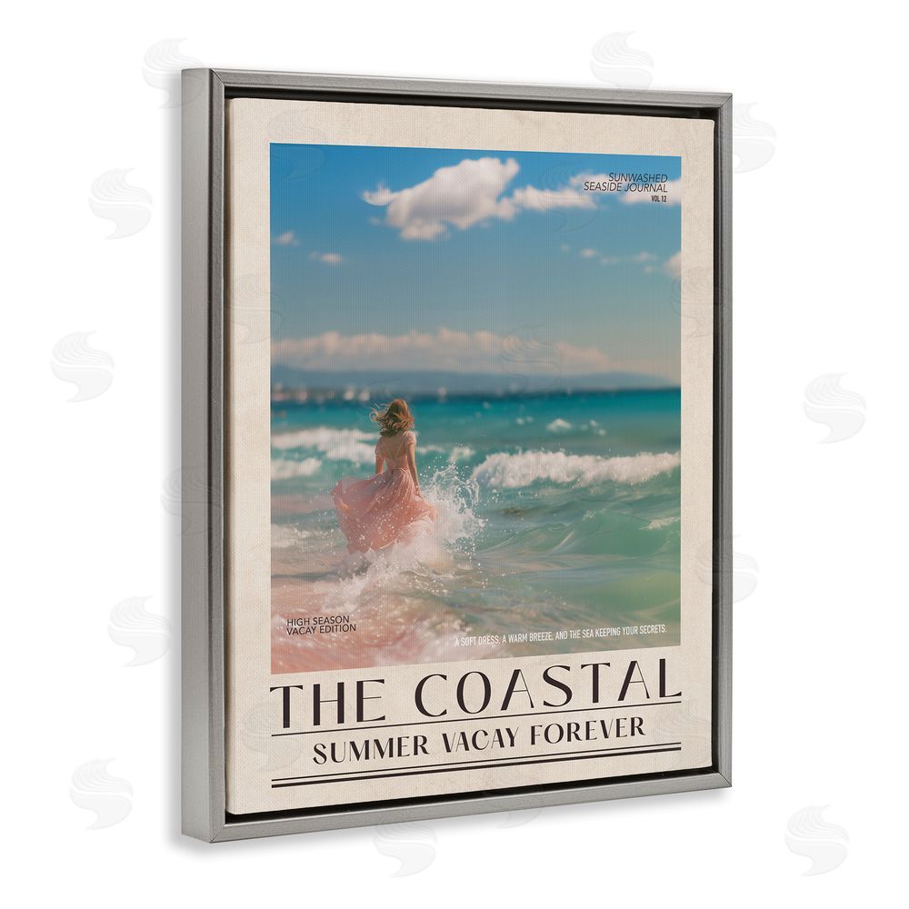 A Barefoot Stylist Coastal Summer Vacay Forever Gray Floating Frame Canvas Wall Art Print