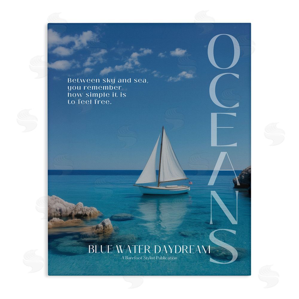 A Barefoot Stylist Blue Water Daydream Magazine Stretched Canvas Wall Art Print