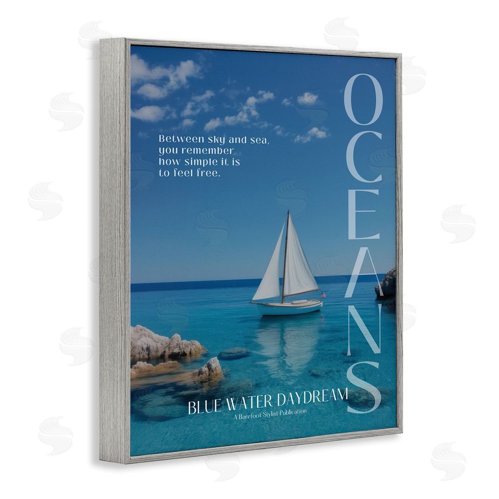 A Barefoot Stylist Blue Water Daydream Magazine Gray Framed Giclee Wall Art Print