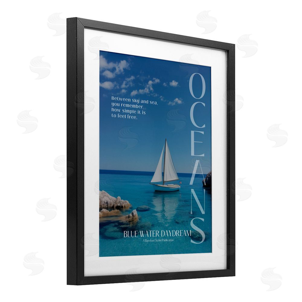 A Barefoot Stylist Blue Water Daydream Magazine Black Framed Print Under Glass Wall Art