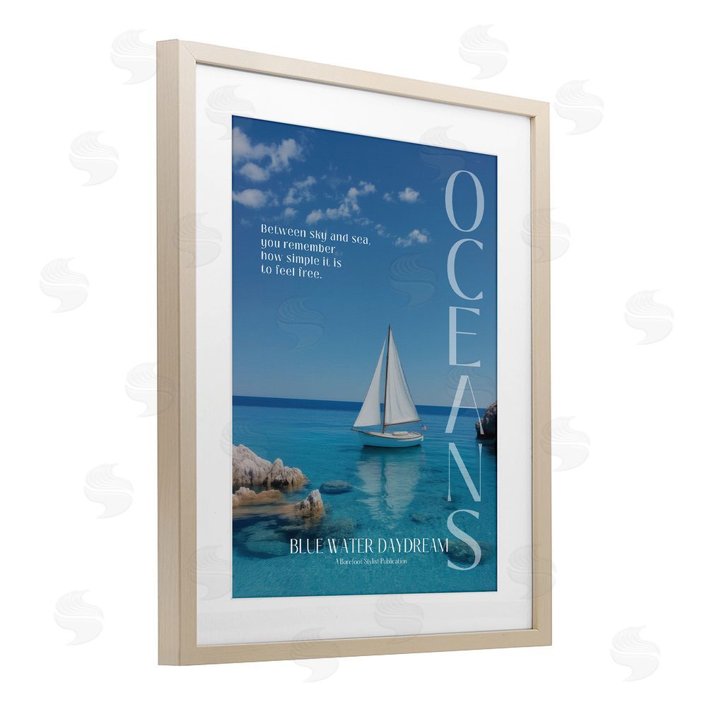 A Barefoot Stylist Blue Water Daydream Magazine Brown Framed Print Under Glass Wall Art