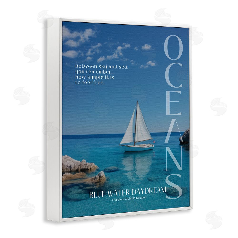 A Barefoot Stylist Blue Water Daydream Magazine White Framed Giclee Wall Art Print
