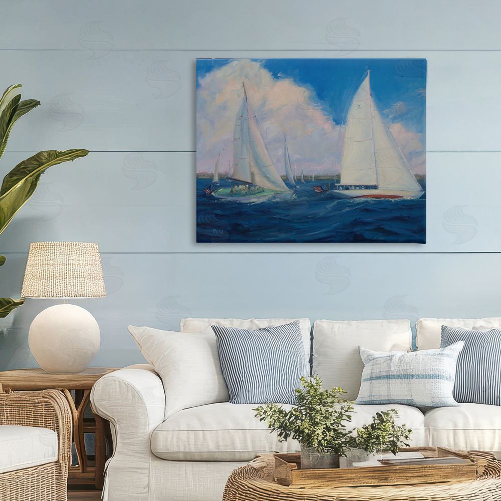 Vanessa Piche Race Day Sailing Regatta Stretched Canvas Wall Art in Room