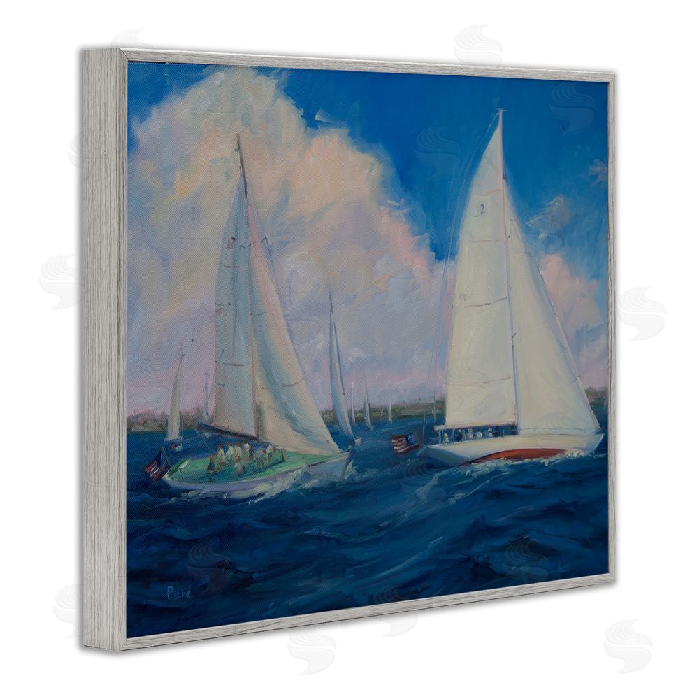 Vanessa Piche Race Day Sailing Regatta Gray Framed Giclee Wall Art Print