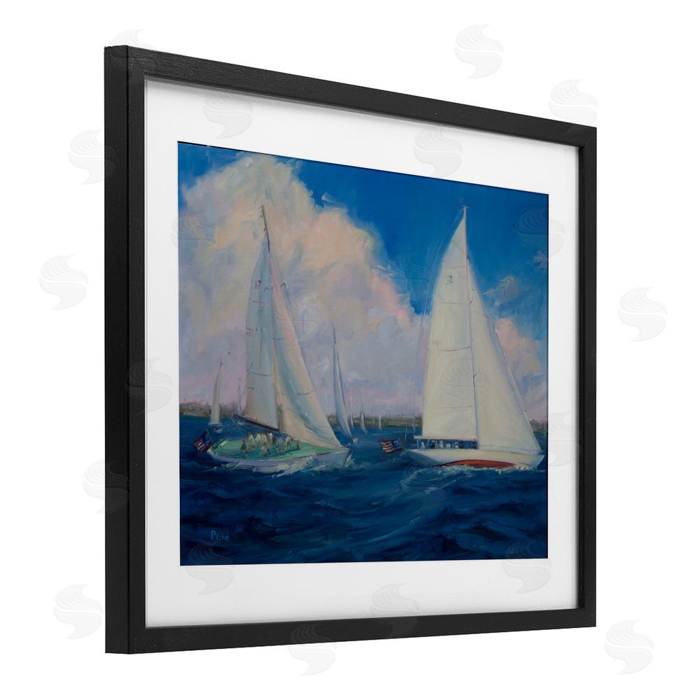 Vanessa Piche Race Day Sailing Regatta Black Framed Print Under Glass Wall Art