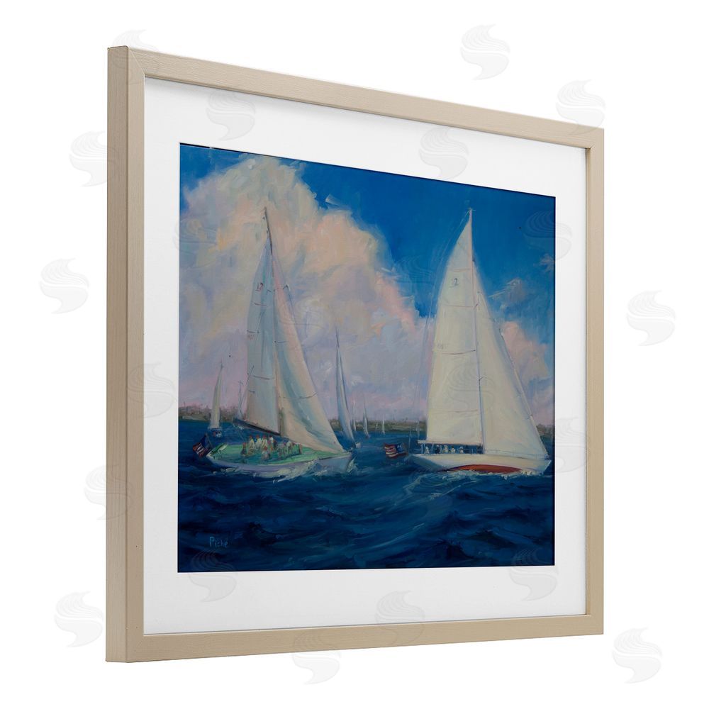 Vanessa Piche Race Day Sailing Regatta Brown Framed Print Under Glass Wall Art
