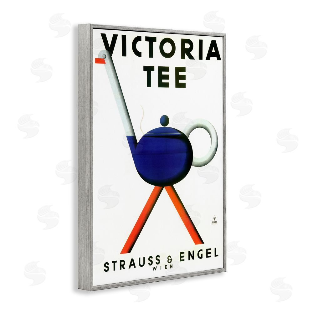 Vintage Hustle Retro Teapot Vintage Poster Gray Framed Giclee Wall Art Print