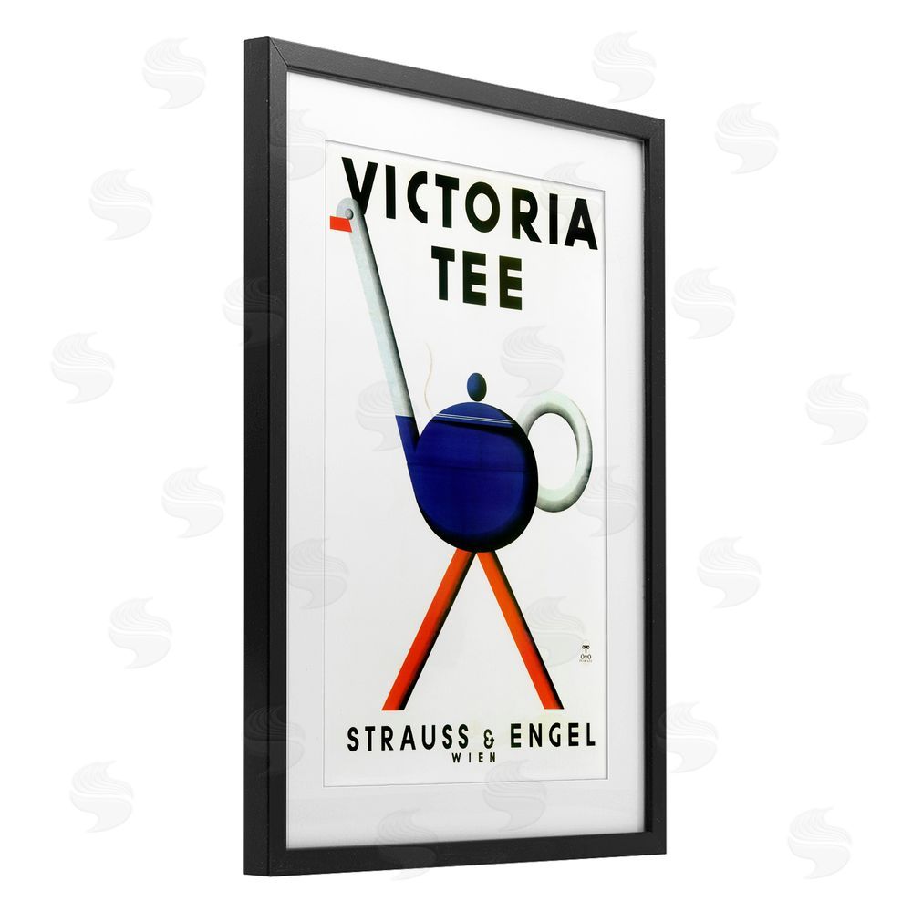 Vintage Hustle Retro Teapot Vintage Poster Black Framed Print Under Glass Wall Art