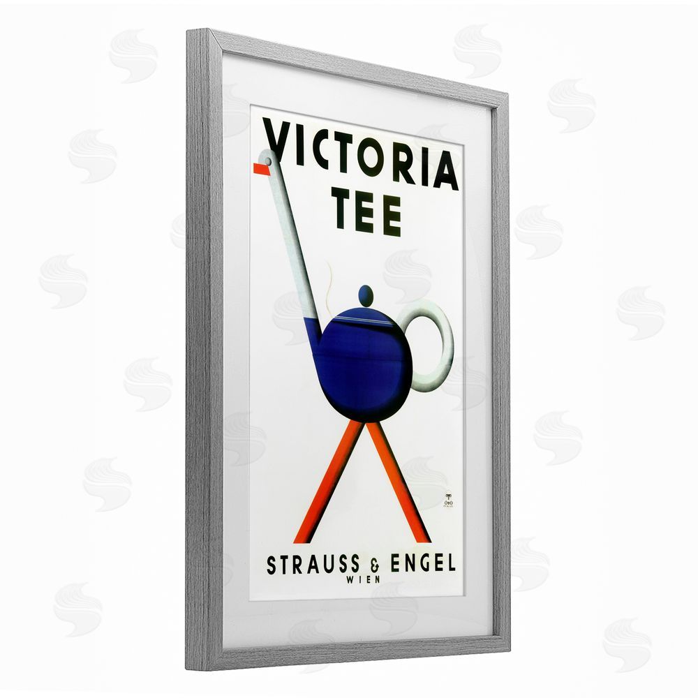 Vintage Hustle Retro Teapot Vintage Poster Gray Framed Print Under Glass Wall Art