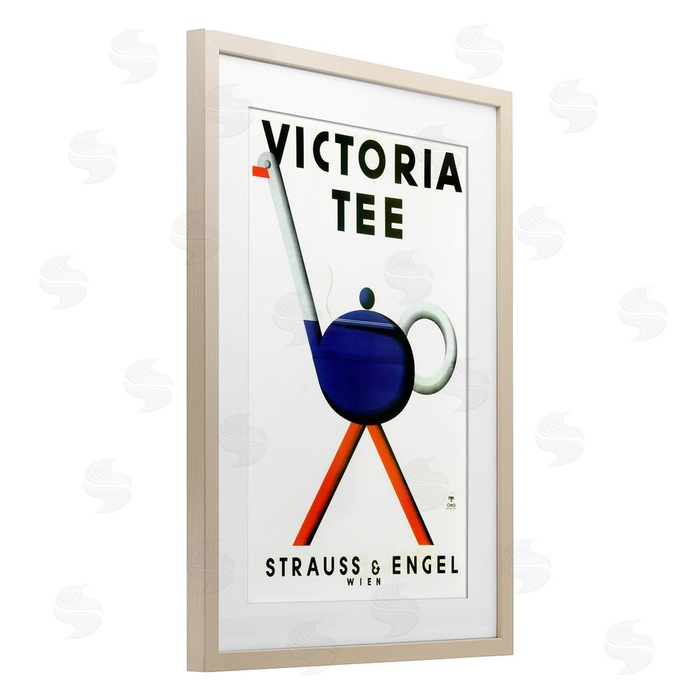 Vintage Hustle Retro Teapot Vintage Poster Brown Framed Print Under Glass Wall Art