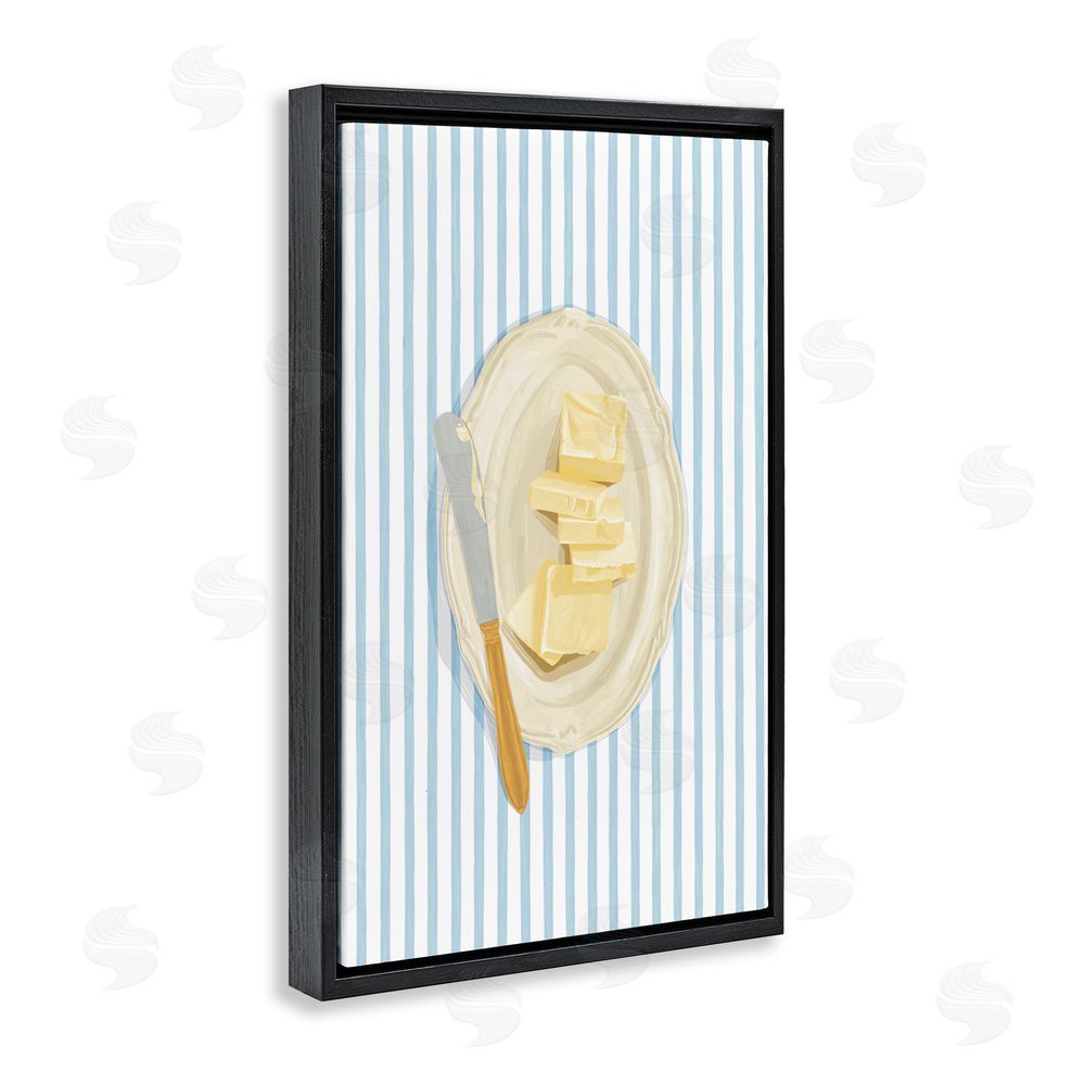 Veronica Lara Butter Dish & Knife Black Floating Frame Canvas Wall Art Print
