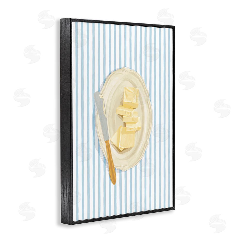 Veronica Lara Butter Dish & Knife Black Framed Giclee Wall Art Print