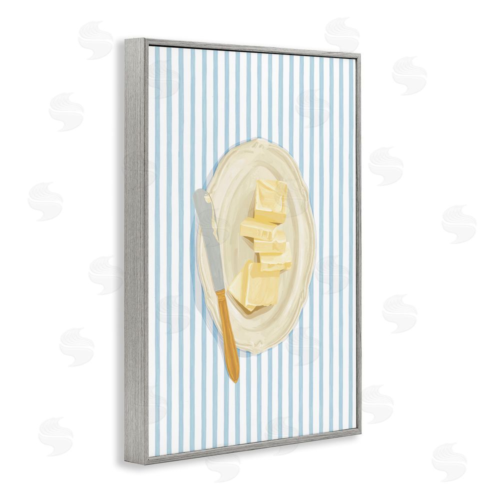 Veronica Lara Butter Dish & Knife Gray Framed Giclee Wall Art Print