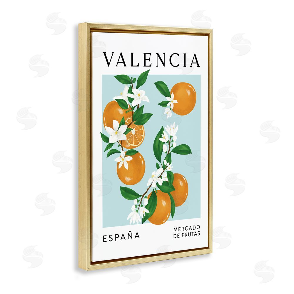 Veronica Lara Naranjas De Valencia Fruit Market Gold Floating Frame Canvas Wall Art Print