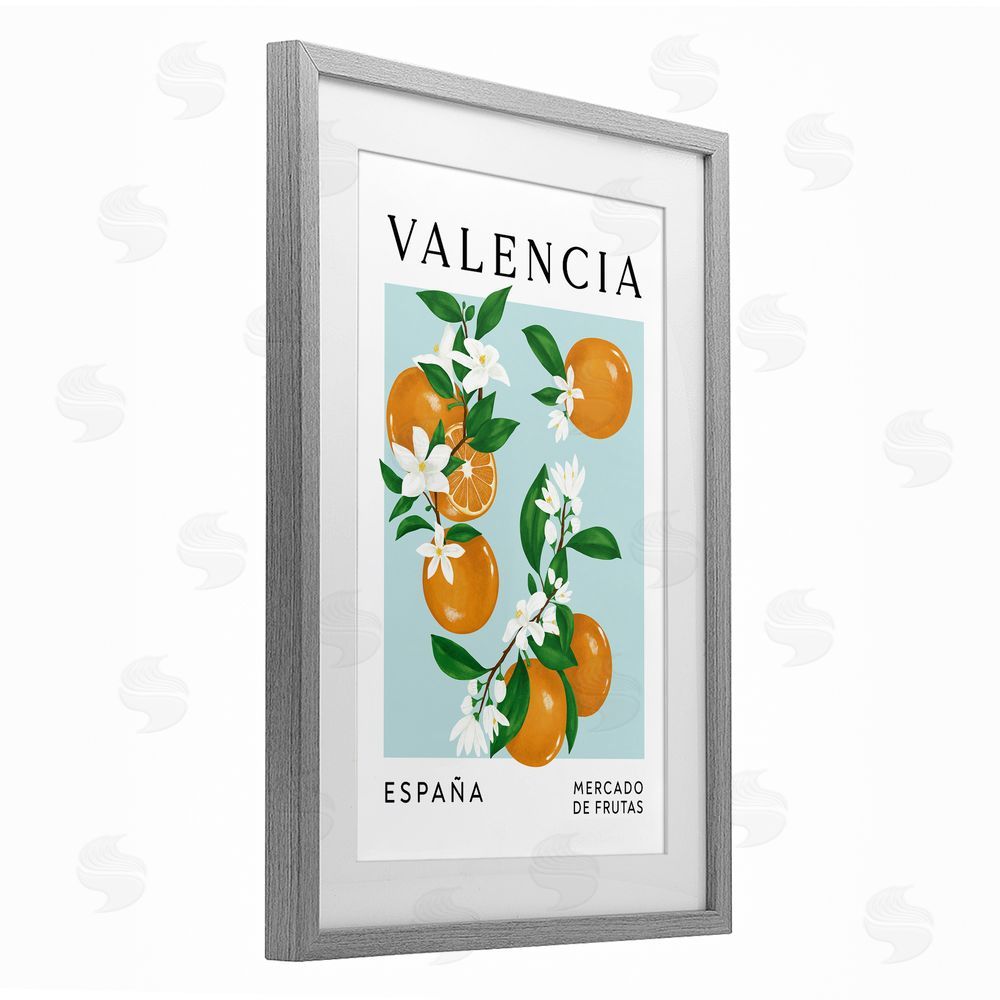 Veronica Lara Naranjas De Valencia Fruit Market Gray Framed Print Under Glass Wall Art
