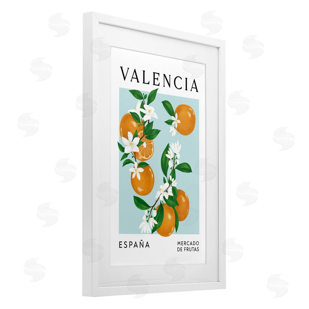 Veronica Lara Naranjas De Valencia Fruit Market White Framed Print Under Glass Wall Art