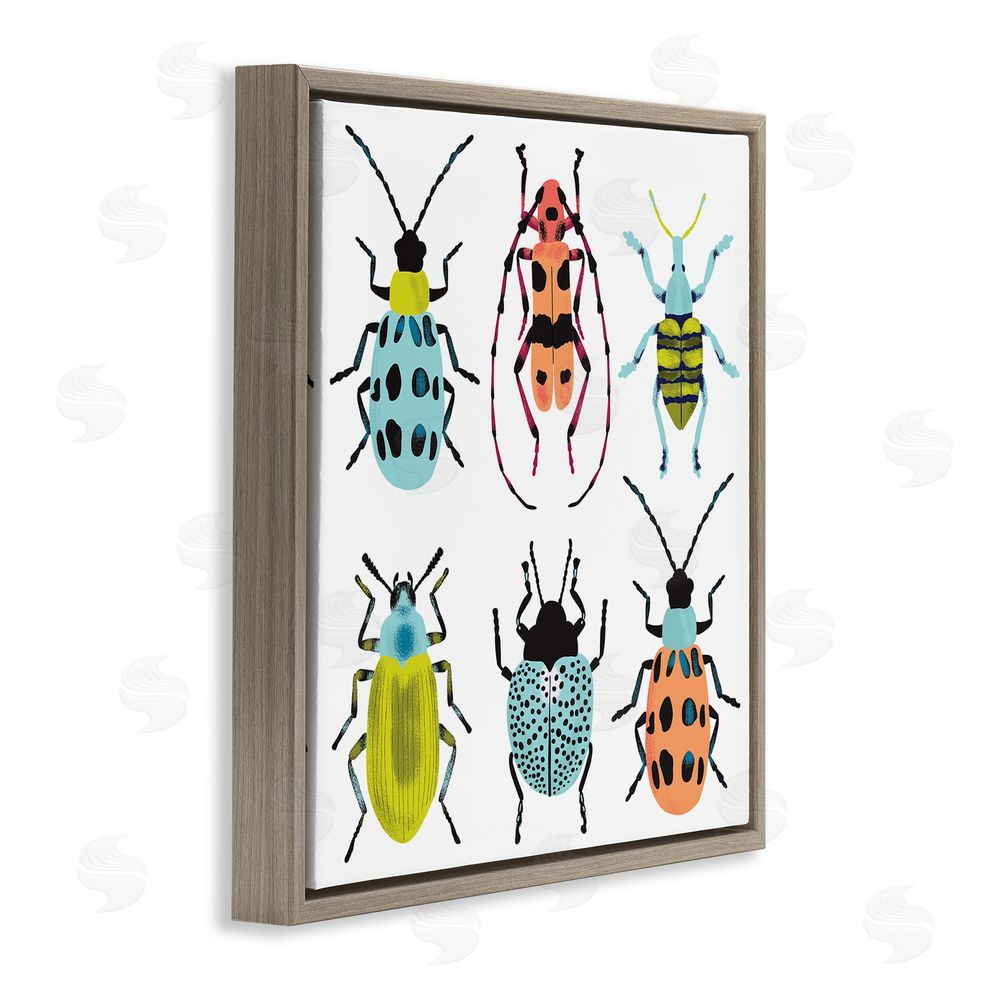 Metka Hiti Beetles & Bugs Collection Brown Floating Frame Canvas Wall Art Print