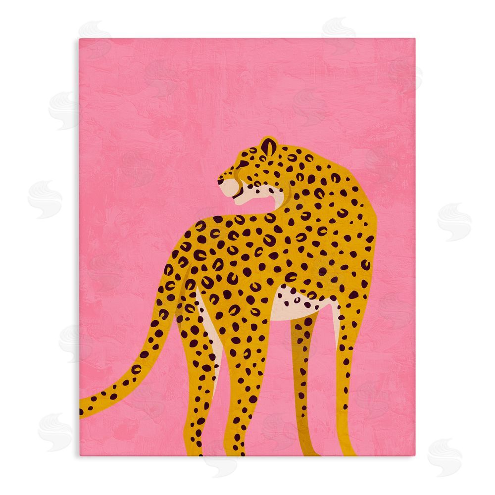 Kim Allen Leopard on Pink Serenade Stretched Canvas Wall Art Print