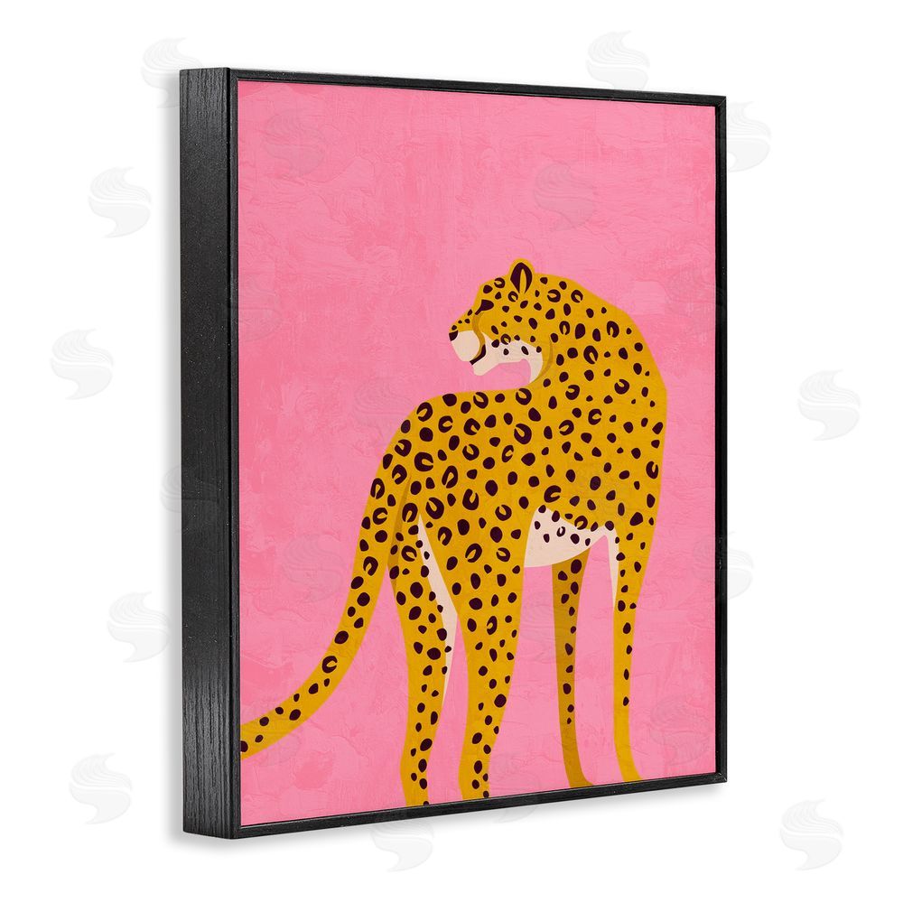 Kim Allen Leopard on Pink Serenade Black Framed Giclee Wall Art Print