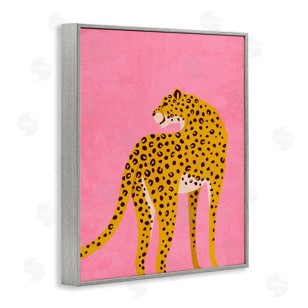 Kim Allen Leopard on Pink Serenade Gray Framed Giclee Wall Art Print