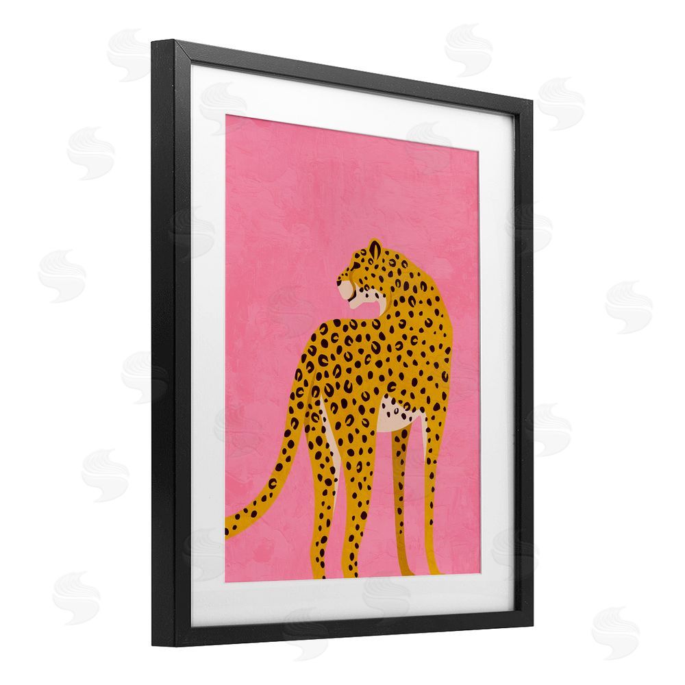 Kim Allen Leopard on Pink Serenade Black Framed Print Under Glass Wall Art