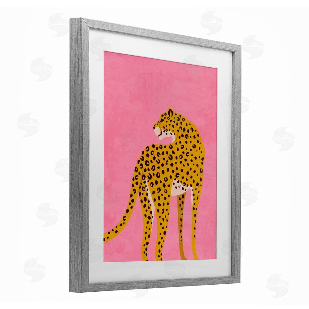 Kim Allen Leopard on Pink Serenade Gray Framed Print Under Glass Wall Art