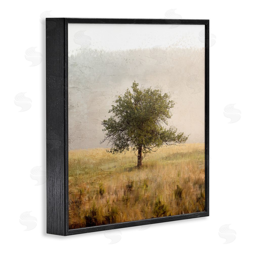 Anne Bailey Tree Alone in Golden Field Black Framed Giclee Wall Art Print