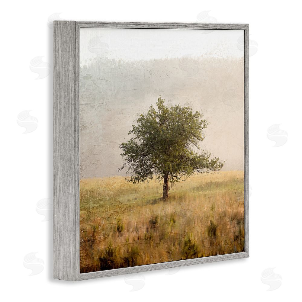 Anne Bailey Tree Alone in Golden Field Gray Framed Giclee Wall Art Print