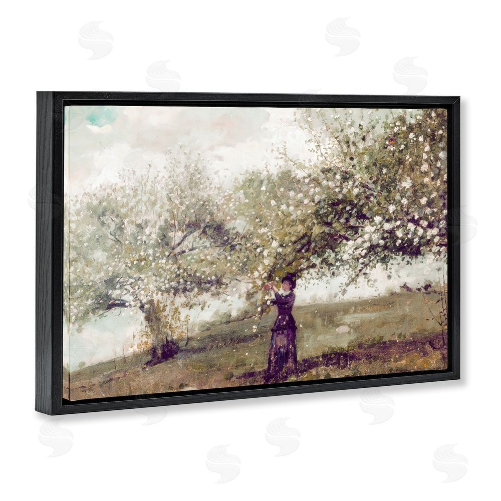 Leah Straatsma Vintage Gathering Spring Blossoms Black Floating Framed Canvas Wall Art Print