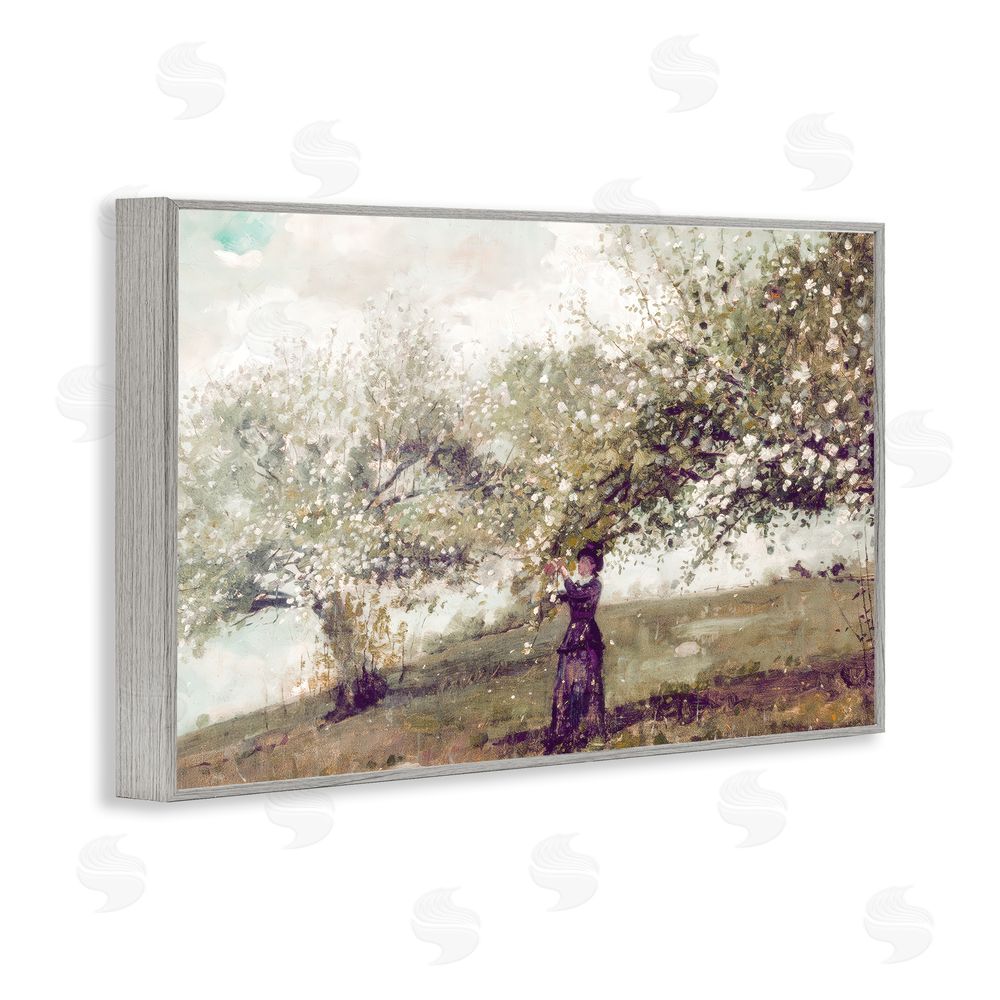 Leah Straatsma Vintage Gathering Spring Blossoms Gray Framed Giclee Wall Art Print