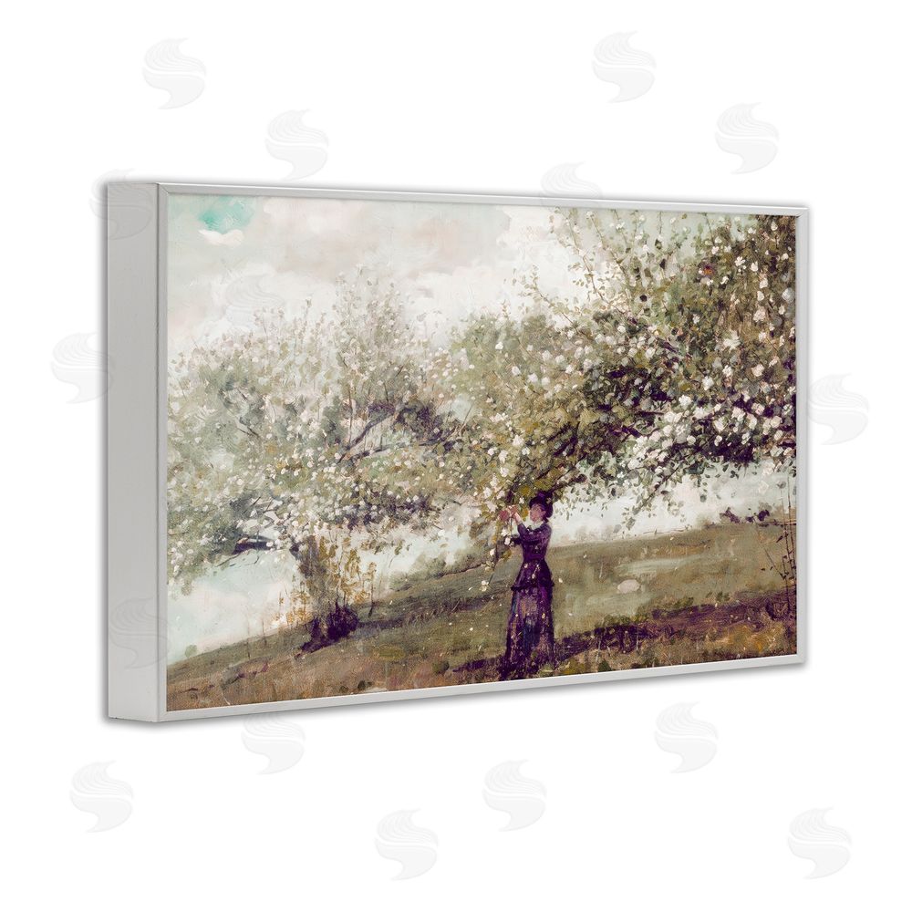 Leah Straatsma Vintage Gathering Spring Blossoms White Framed Giclee Wall Art Print