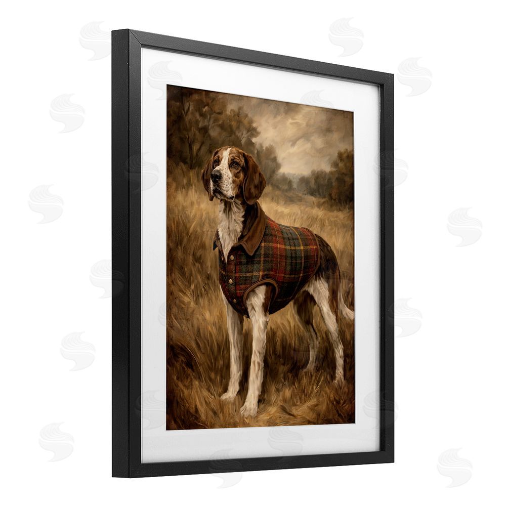 Kim Allen Hunting Days Plaid Jacket Hound Black Framed Print Under Glass Wall Art