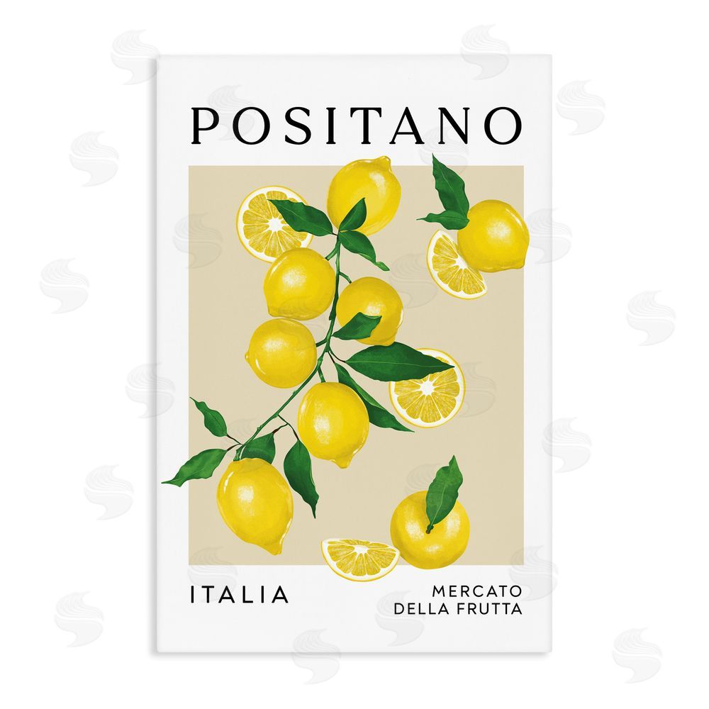 Veronica Lara Positano Lemons Fruit Market Stretched Canvas Wall Art Print