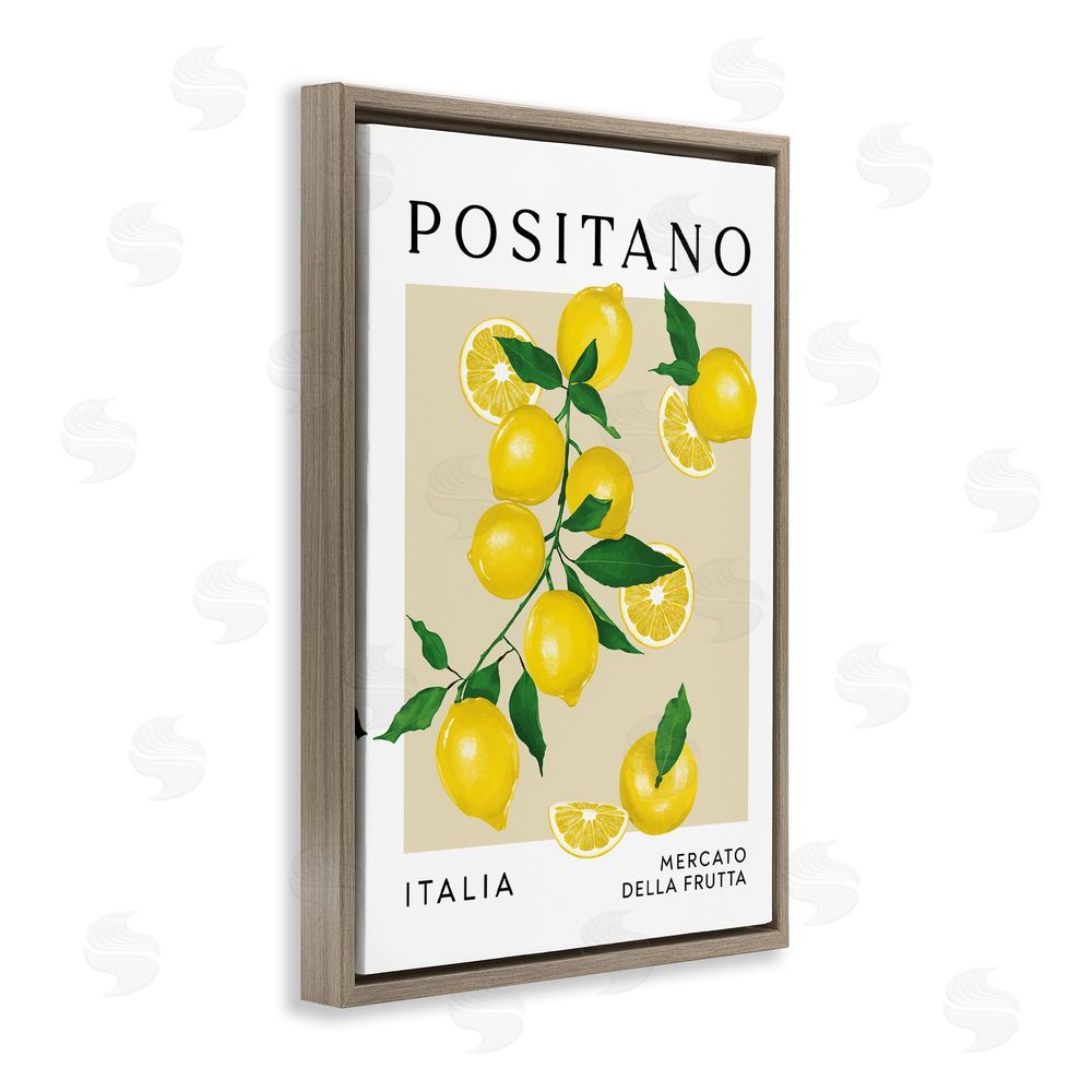 Veronica Lara Positano Lemons Fruit Market Brown Floating Frame Canvas Wall Art Print