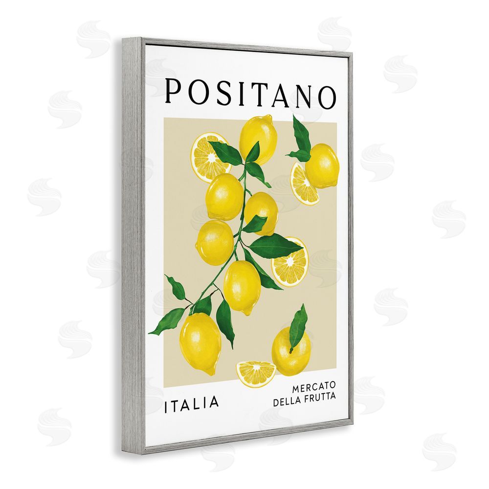 Veronica Lara Positano Lemons Fruit Market Gray Framed Giclee Wall Art Print