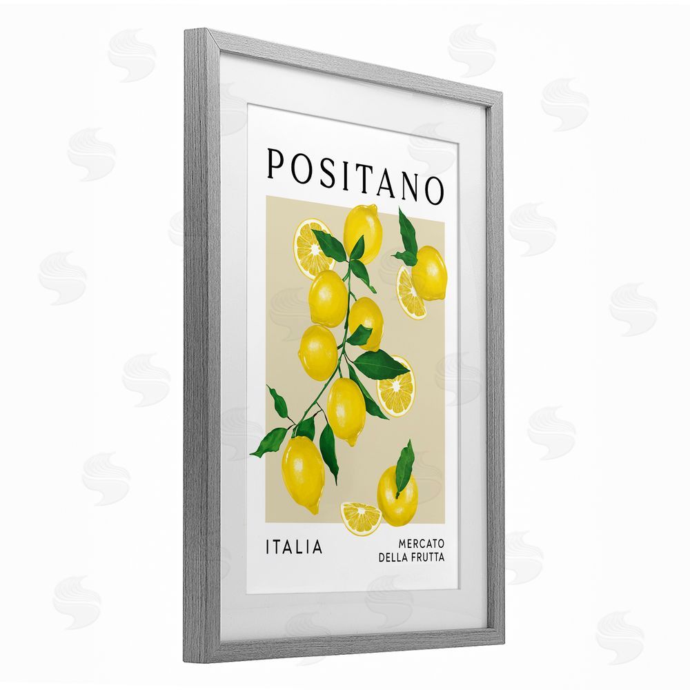 Veronica Lara Positano Lemons Fruit Market Gray Framed Print Under Glass Wall Art