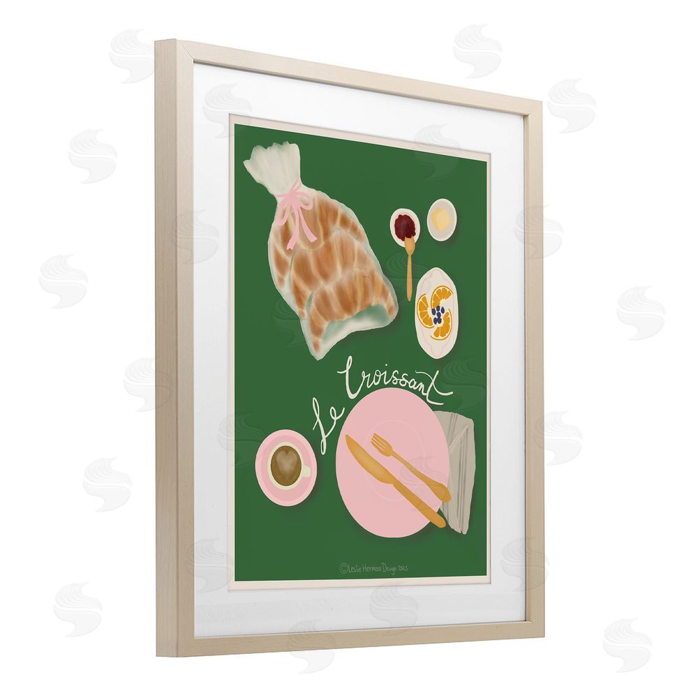 Leslie Hermosa Le Croissant Breakfast Spread Brown Framed Print Under Glass Wall Art