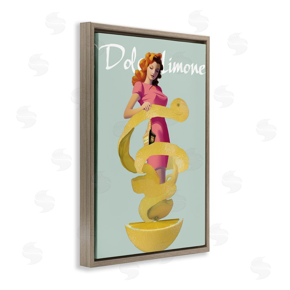Annabelle Hall Dolce Lemon Retro Ad Brown Floating Frame Canvas Wall Art Print