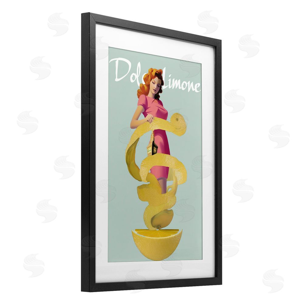 Annabelle Hall Dolce Lemon Retro Ad Black Framed Print Under Glass Wall Art