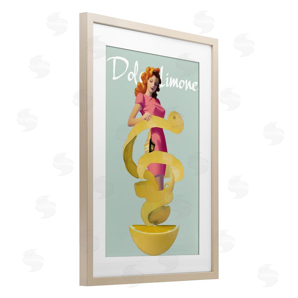 Annabelle Hall Dolce Lemon Retro Ad Brown Framed Print Under Glass Wall Art
