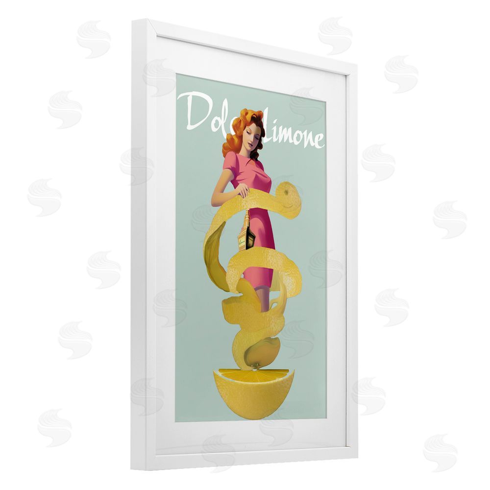 Annabelle Hall Dolce Lemon Retro Ad White Framed Print Under Glass Wall Art