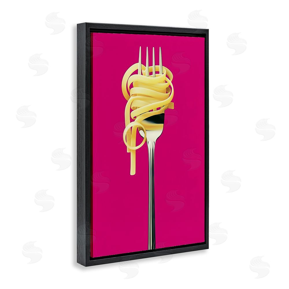 Annabelle Hall Pasta Twirl on Fork Black Floating Frame Canvas Wall Art Print