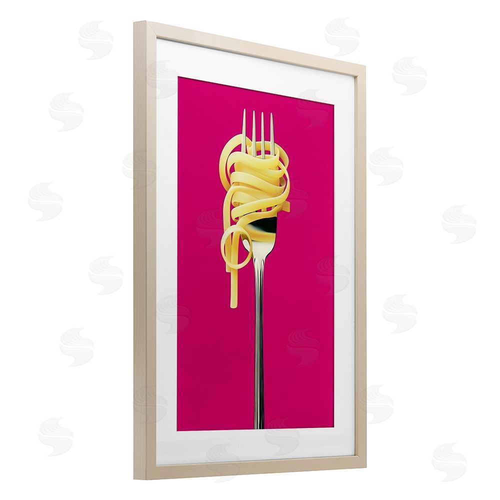Annabelle Hall Pasta Twirl on Fork Brown Framed Print Under Glass Wall Art